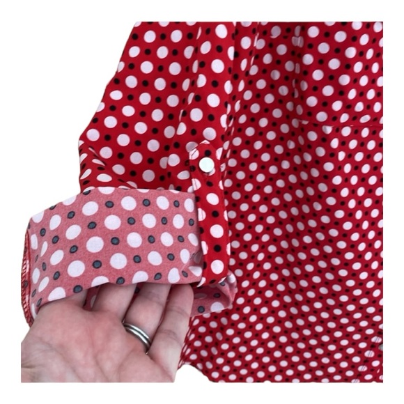 Notations Polka Dot Three Quarter Sleeve Button Down Blouse Size Large - Picture 6 of 8